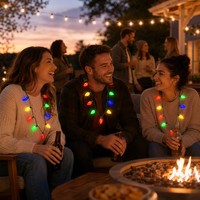 Collier de Noël LED lumineux avec 9 ampoules géantes à 9 LED, 3 modes d'éclairage, à piles, pour fête des pulls moches, défilé de Noël et déguisement lumineux