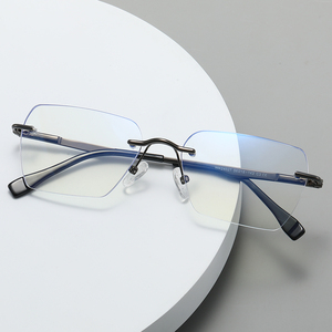 Nuovi Occhiali da Vista Senza Montatura per Uomo con Aste in Acetato e Dettagli in Metallo, Montatura <span class=keywords><strong>Ottica</strong></span> alla Moda, Logo Personalizzabile - Product Image 2