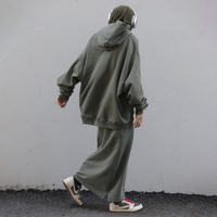 Ensemble 2 pièces personnalisé en coton, sweat-shirt et jupe oversize, collection automne-hiver, pour femmes musulmanes, grandes tailles, vêtements islamiques