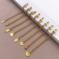 Chaînes d'extension en acier inoxydable plaqué or 18 carats de 5 cm avec fermoirs à langouste, connecteurs DIY pour la fabrication de bijoux, accessoires, trouvailles