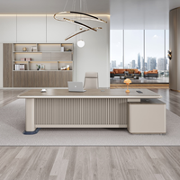 Ensemble de mobilier de bureau ergonomique moderne et luxueux en bois, comprenant un bureau de direction, une chaise et un classeur personnalisable, facile à assembler