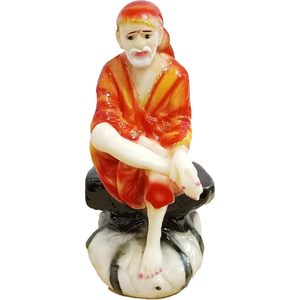 PARIJAT HANDICRAFT 3.6 Inch Resin Shri Shirdi Sai Statue Art Deco Design Handmade Eco-Friendly Home Office Temple <b>Mandir</b> - Product Image 1