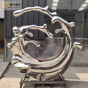 Escultura de Ondas de Acero Inoxidable Jiahua, Adorno Metálico Abstracto Irregular para Jardín, Decoración de Paisaje para Exteriores, Fuente de Agua, Montaje en Suelo - Product Image 1