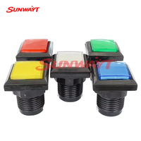 Bouton poussoir lumineux carré 33x33mm avec micro-interrupteur 12V LED en plastique, version anglaise, pour machines de jeux d'arcade