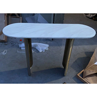 Table console moderne avec plateau en marbre et base en acier inoxydable doré pour la maison, l'hôtel, la villa, l'entrepôt, l'entrée, le salon, meubles
