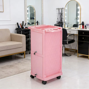 Carrito <span class=keywords><strong>de</strong></span> Salón Rosa con 4 Cajones con Cerradura, Carrito <span class=keywords><strong>de</strong></span> Belleza Rodante con Rotación <span class=keywords><strong>de</strong></span> 360° °   Ruedas Giratorias para Salón <span class=keywords><strong>de</strong></span> Belleza - Product Image 1