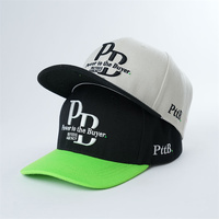 Casquette structurée à 6 panneaux avec bord de différentes couleurs, casquettes de baseball structurées en polyester avec corps profond et bord incurvé