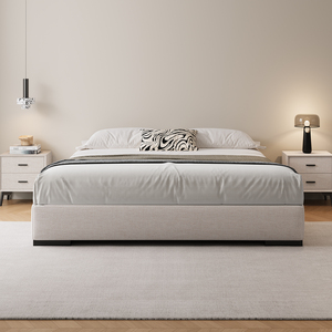 Cama de diseño moderno para dormitorio, cama tapizada personalizada, cama doble minimalista de tela, cama tamaño queen, king o matrimonial. - Product Image 2