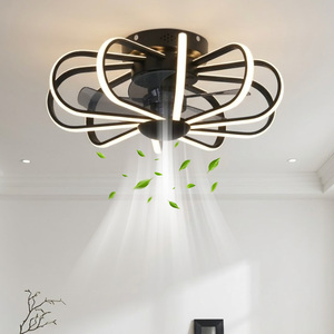 Otel Yatak Odası Dekoru DC <span class=keywords><strong>Motor</strong></span> Sessiz Asma Fanlar Lamba Modern Lüks Akıllı Uzaktan Kumandalı Çiçek Şeklinde Altın LED Tavan Vantilatörü - Product Image 1