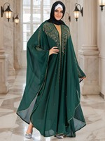 Abaya Musulmane Scintillante Personnalisée CCY Fabrique, Robe Islamique en Mousseline de Soie, Ornée de Strass et Perles, Style Dubaï Afrique pour Femmes
