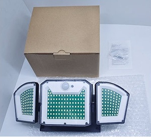 โคมไฟติดผนังพลังงานแสงอาทิตย์กลางแจ้ง 228 LED 450 ลูเมนส์ พร้อมเซ็นเซอร์ตรวจจับความเคลื่อนไหว ไฟรักษาความปลอดภัย ได้รับการรับรองมาตรฐาน CE ROHS กันน้ำระดับ IP65 สำหรับรั้วบ้าน - Product Image 6