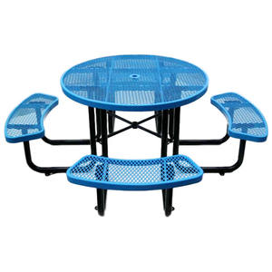 Parque al aire libre moderno circular de acero perforado picnic camping Mesa patio grande de metal expandido redondo mesa de comedor y silla - Product Image 2