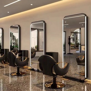 Estación de <span class=keywords><strong>Espejo</strong></span> de Salón de Lujo en Acero Inoxidable <span class=keywords><strong>con</strong></span> Juego de Silla de Estilismo, <span class=keywords><strong>Espejo</strong></span> de Cosmetología de Cuerpo Completo <span class=keywords><strong>con</strong></span> <span class=keywords><strong>Luz</strong></span> <span class=keywords><strong>para</strong></span> Peluquería - Product Image 5