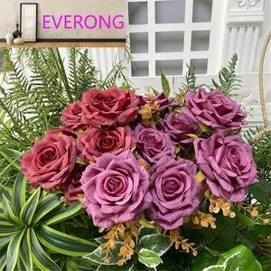 Vente en gros d'usine, grand bouquet de 7 roses <span class=keywords><strong>Hugo</strong></span>, diamètre 8 cm, artificielles, couleur automne, mariage, Halloween, Nouvel An, Saint-Valentin - Product Image 4