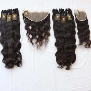 Vente en gros Extensions de cheveux humains bruts tissés au temple indien Curly Deep Wave Lace Frontal avec HD Swiss Lace Closure - Product Image 1