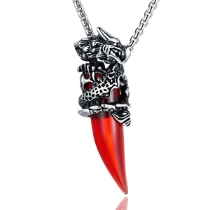 New Stainless Steel Waterproof Anti Tarnish Punk Retro Wolf <strong>Tooth</strong> <strong>Charm</strong> Pendant Punk Jewelry Necklace Gift for Men - Product Image 4