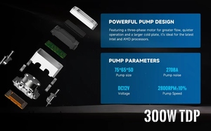 Refroidisseur de processeur Jungle Leopard AstroShel 2.8" avec écran numérique, ventilateur de refroidissement 360/240 noir/blanc, 70.84CFM, 2000RPM, roulement à fluide, ventilateur ARGB - Product Image 6