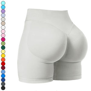 Ropa de mujer con logotipo personalizado, ropa deportiva sólida para gimnasio, ropa deportiva, pantalones cortos de Yoga ajustados, mallas, pantalones cortos de Yoga sin costuras para mujer - Product Image 5