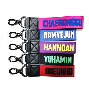Custom Logo Short Letterpress Printed PU Plastic Nylon Durable Promotional Sports Theme TV Movie Character Wrist Strap Keychain