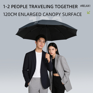 Parapluies de voyage en gros UPF50+ modernes, pliables en trois sections, manuels, larges, protection solaire UV, double usage soleil/pluie - Product Image 2
