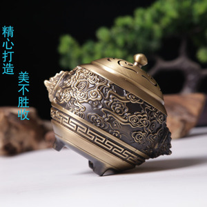 Quemador de incienso de cobre puro con cabeza de dragón y nubes auspiciosas para el culto en el hogar, ofrenda de sándalo para Buda y el Dios de la Prosperidad. - Product Image 1