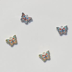 Pendentif papillon en alliage de zinc, peint à l'huile, double face, pour la fabrication de boucles d'oreilles, composants de bijoux - Product Image 2
