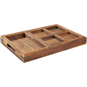 Plateaux de service en bambou Plateaux en bois légers pour le petit-<span class=keywords><strong>d</strong></span>éjeuner au lit Planche à thé avec poignées - Product Image 3