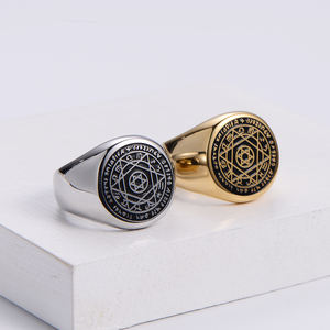 Bijoux pour hommes Étoile de <span class=keywords><strong>David</strong></span> Sept Archanges Talisman Protection Amulette Salomon Seal Ring - Product Image 3