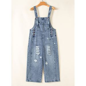 Deear-Lover จั๊มสูทเอี๊ยมผ้ายีนส์ขากว้างมีกระเป๋าแฟชั่นบูติกตะวันตกทันสมัย - Product Image 5