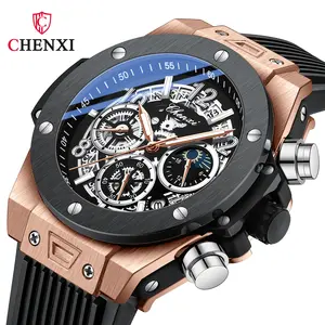 Reloj multifuncional para hombre, remache geométrico, cronógrafo de fase lunar, Comercio Exterior luminoso, cuarzo en vivo transfronterizo Wa