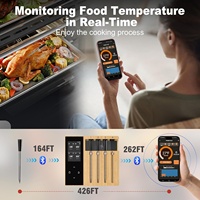 Thermomètre à viande Bluetooth à 4 sondes, portée sans fil de 400 pieds, thermomètre numérique à lecture instantanée pour aliments, thermomètre pour barbecue