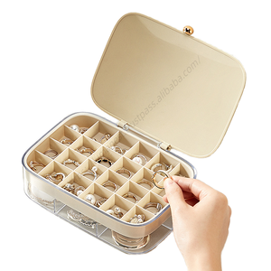 Organizador de Joyas Multifuncional de Diseño Moderno, Doble Capa, Portátil, de Plástico, para Anillos, Aretes y Collares, Venta al Por Mayor - Product Image 1