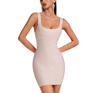 Abito <span class=keywords><strong>Mini</strong></span> Bandage da Donna in 12 Colori, Vendita all'Ingrosso, Nero Bianco Rosa Rosso, Vestito Aderente Casual Elegante per Ospiti di Matrimonio - Product Image 4