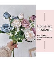3 Têtes de Roses Artificielles en Soie Faites à la Main, Branches Longues et Durables, Modernes, 55 cm, pour la Maison, Mariages, Écoles, Noël, Halloween