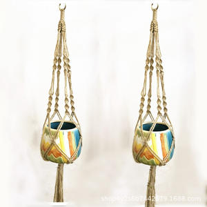 Cintres muraux en coton <span class=keywords><strong>macramé</strong></span> tissés à la main, pochette en filet murale avec sac en filet décoratif en corde de coton <span class=keywords><strong>suspendu</strong></span> - Product Image 5