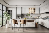 Panneau mdf uv haute brillance linéaire bricolage g profil poignée style moderne armoires de cuisine en forme de u pour petite pièce
