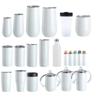 15oz 16oz 20oz Stainless Steel Double Wall Heat Press Sublimation Blanks Skinny Straight Tumbler With Straw