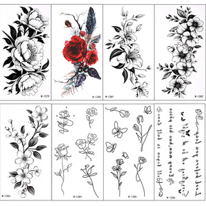 สติกเกอร์แทททูชั่วคราวลายดอกไม้เซ็กซี่ ลายรัก ลายความร้อน ลายผีเสื้อ ลายกากบาท ลายติดแขน ลายติดหน้าอก ลายโทเท็มปลอม สำหรับผู้หญิง ขนาด 140*75 มม. - Product Image 4