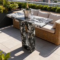 Table Console d'Entrée de Luxe en Marbre Noir Naturel, Sur Mesure, Style Minimaliste Moderne
