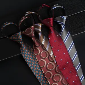 2024 модные деловые галстуки на молнии 8 см винтажные повседневные Свадебные профессиональные рабочие полосы без узлов