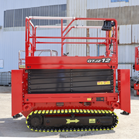 Plataforma Elevadora de Tijera Todoterreno CHANGDING GTJZ12 con Plataforma Antideslizante de Acero con Alto Contenido de Manganeso, Altura de Trabajo de 13.80m y Capacidad de Elevación de 113kg