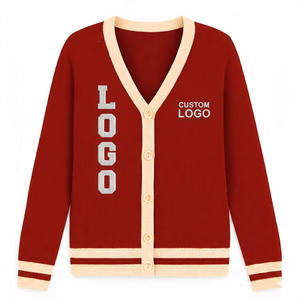 Custom Logos Sorority Women's Knitted <b>Cardigan</b> <b>Sweater</b> V-Neck Long Sleeve Solid Pattern Soft fabric - Product Image 1