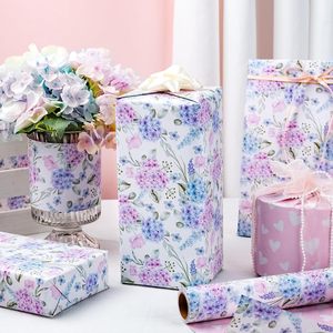 Papel de regalo floral azul Yarcony de 17 pulgadas x 33 pies, papel de regalo con hortensias en acuarela para cumpleaños, bodas, despedidas de soltera - Product Image 5