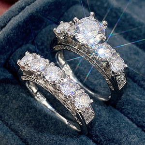 ชุดแหวนหมั้นแบบซ้อนสองชั้นสำหรับผู้หญิง เครื่องประดับแฟชั่นสุดหรู - Product Image 2