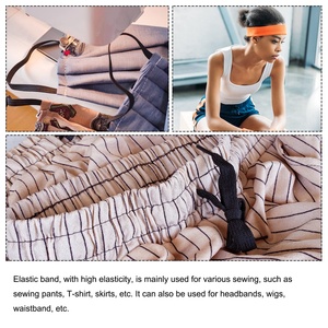 Correas elásticas negras impresas con logotipo personalizado, bandas planas de punto de 5cm de ancho para coser accesorios de peluca, rollos empaquetados sostenibles - Product Image 5