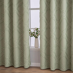Nouveau design de tissu de rideau rayé bohème vert sauge, rideau occultant capitonné pour le salon - Product Image 6