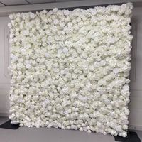 Backdrop Bunga Mawar Putih Buatan 8ft X 8ft, Panel Dinding Bunga Sutra Dekoratif, Dekorasi Dinding Bunga