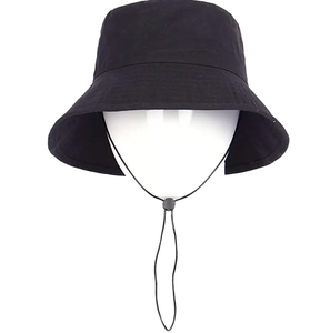 Sombrero de Pescador Unisex Negro Sólido, Ajustable, de Lona de Algodón, con Ala Ancha, Protección Solar para Exteriores, Estilo Casual, para Adultos, Primavera/Verano - Product Image 1