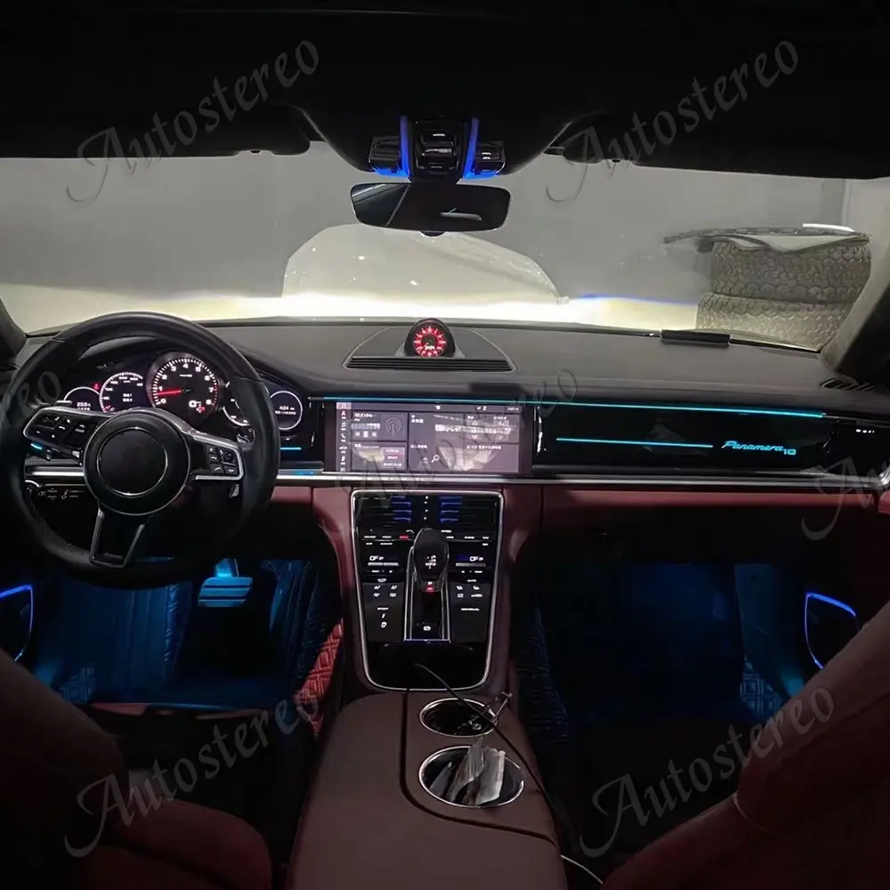 Araba iç ortam işıkları gösterge paneli için Porsche Panamera/Cayenne Neon LED aksesuarları atmosfer multimedya dekoratif