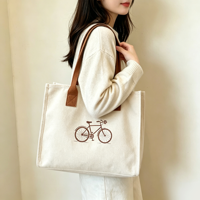 Sac fourre-tout en toile personnalisé avec motif vélo rétro, fourni par l'usine, réutilisable pour l'école, les événements sportifs, les voyages en plein air